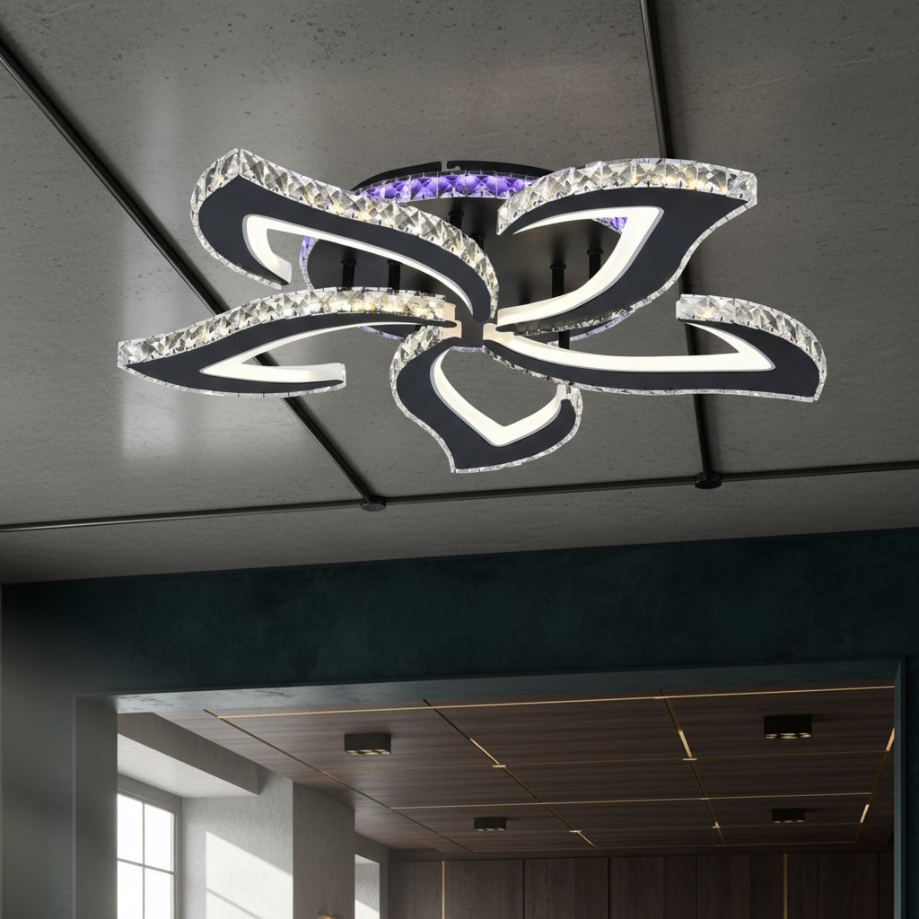 LED осветително тяло Camelia Cristal RGB Black Еквивалент 600W с дистанционно