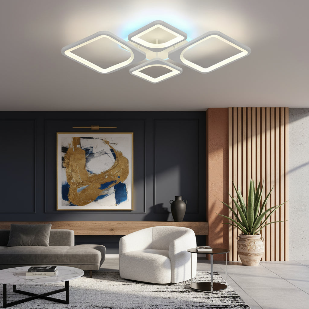 Осветително тяло LED 4 Square VENOX White RGB Еквивалент 300W Дистанционно
