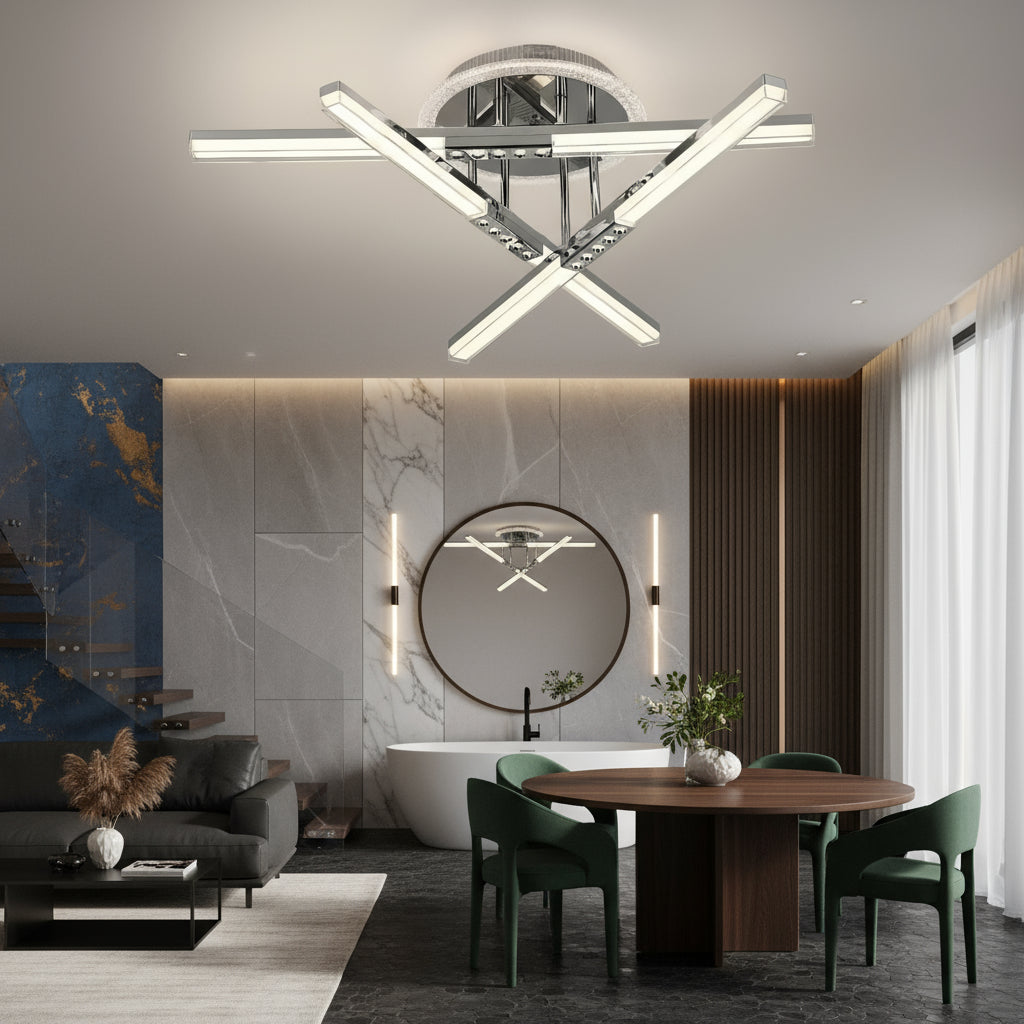 Осветително тяло LED 3 Lines ROEN Silver еквивалент 300W дистанционно