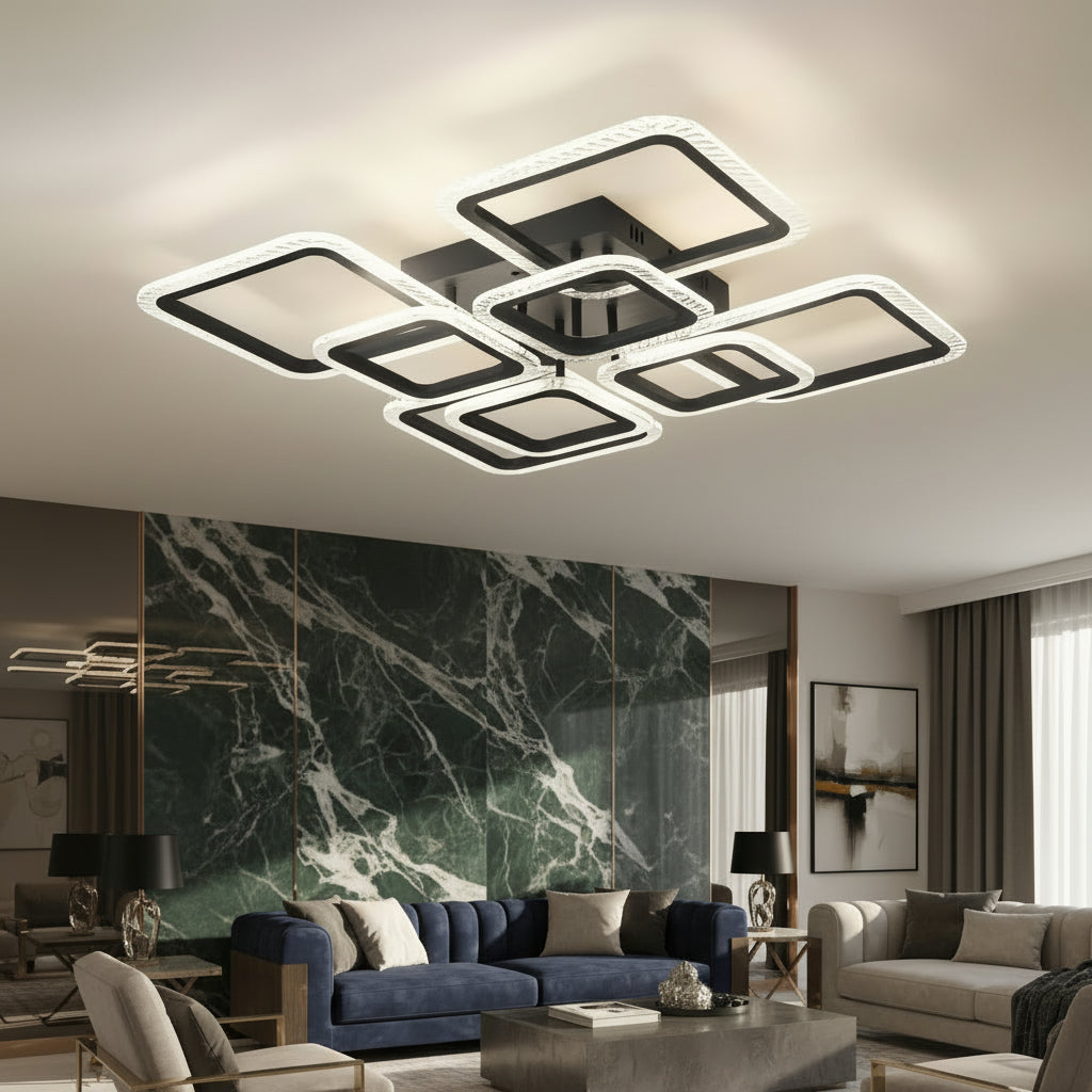 LED осветително тяло 4+4 Square Gigant BUBBLES BLACK еквивалент 800W с дистанционно