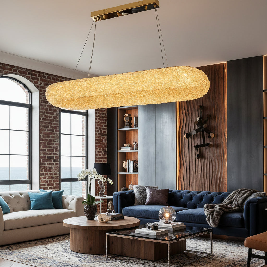 Осветително тяло LED висящо ENZO Golden Sponge кристал еквивалент 400W