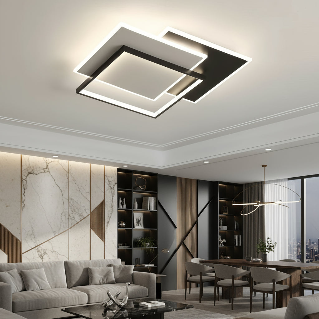 LED осветително тяло 3 Square RION Black еквивалент 600W с дистанционно