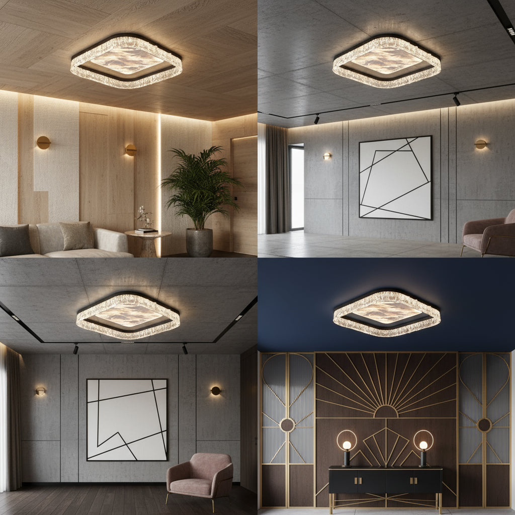 LED осветително тяло SQUARE SAARI Black Еквивалент 500W Дистанционно управление