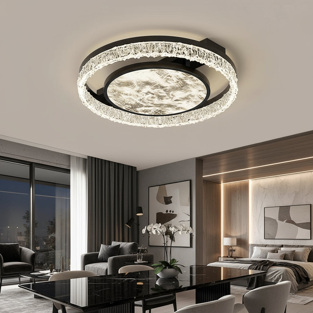 Осветително тяло LED Round SAARI Black еквивалент 400W с дистанционно