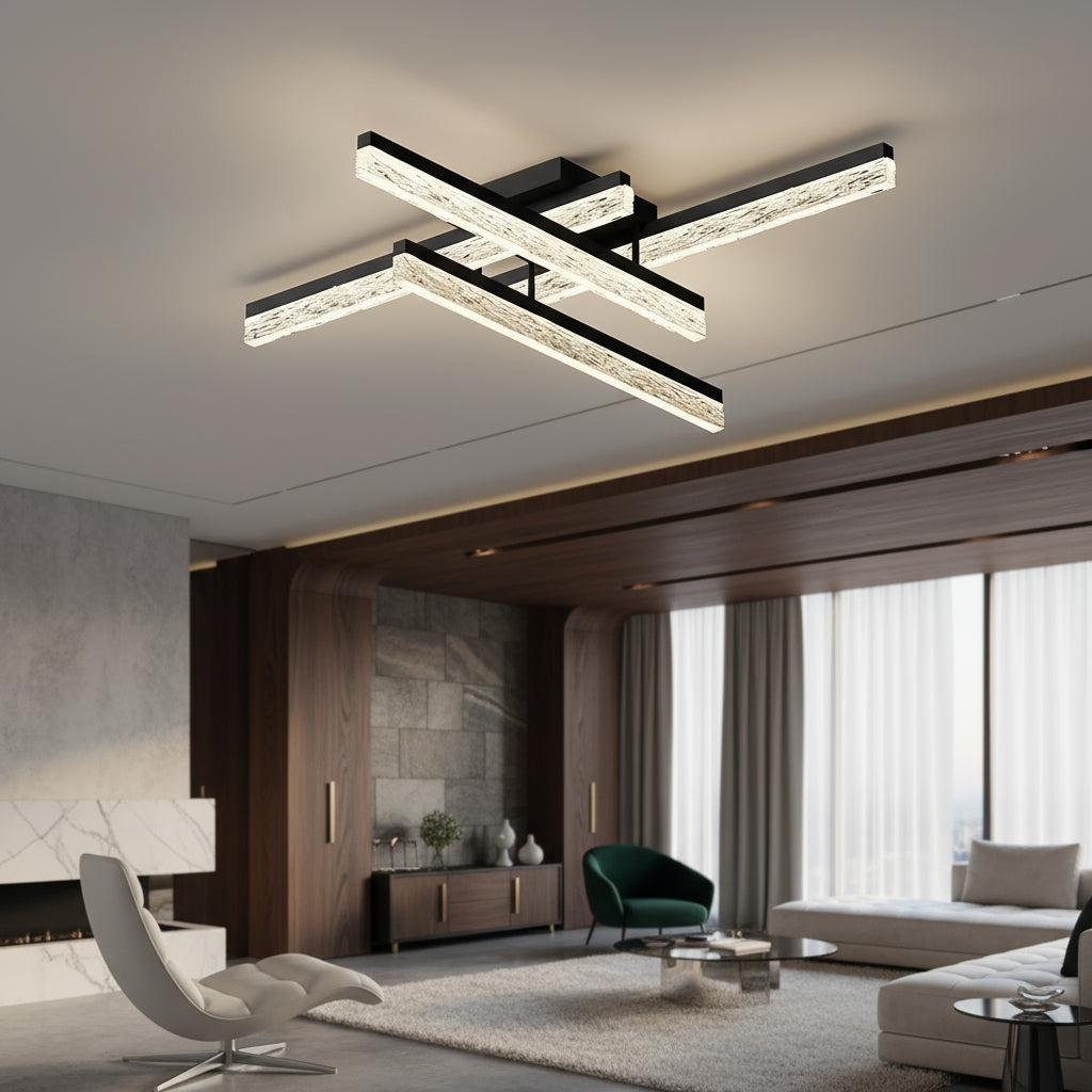 LED осветително тяло 4 LINES SAARI Black еквивалент 400W с дистанционно