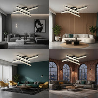 LED осветително тяло 4 LINES SAARI Black еквивалент 400W с дистанционно
