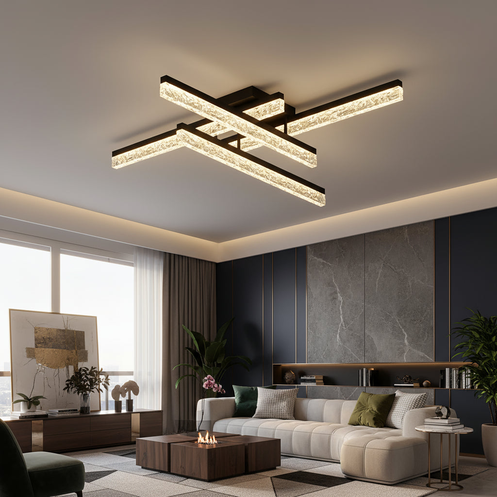LED осветително тяло 4 LINES SAARI Black еквивалент 400W с дистанционно