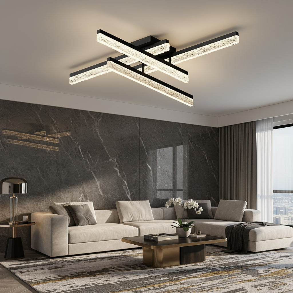 LED осветително тяло 4 LINES SAARI Black еквивалент 400W с дистанционно