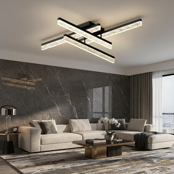 LED осветително тяло 4 LINES SAARI Black еквивалент 400W с дистанционно