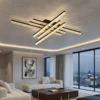 LED осветително тяло 6 LINES SAARI Black еквивалент 600W с дистанционно