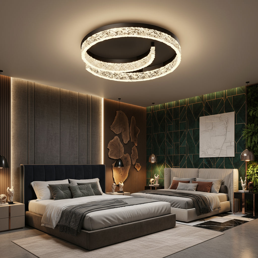 Осветително тяло LED ROUND SAARI Black еквивалент 300W с дистанционно
