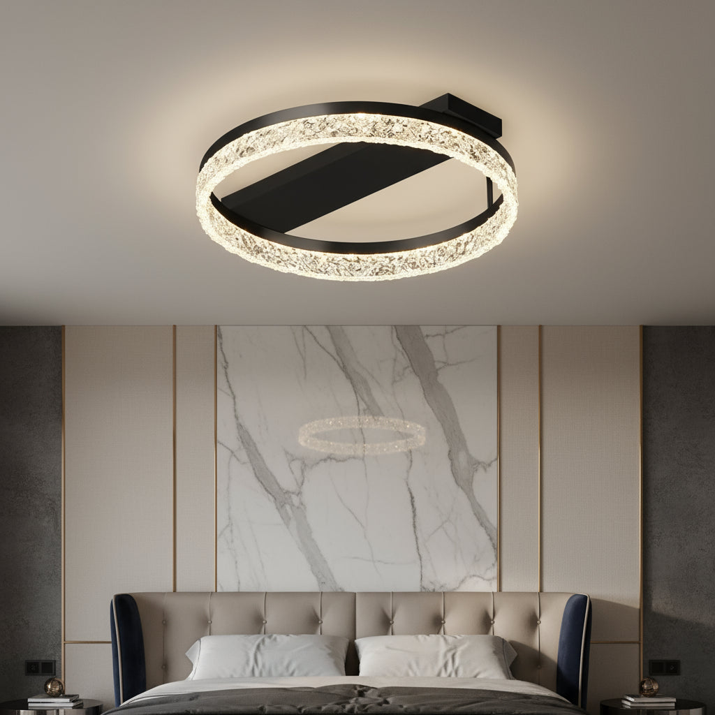 Осветително тяло LED ROUND SAARI Black еквивалент 200W с дистанционно