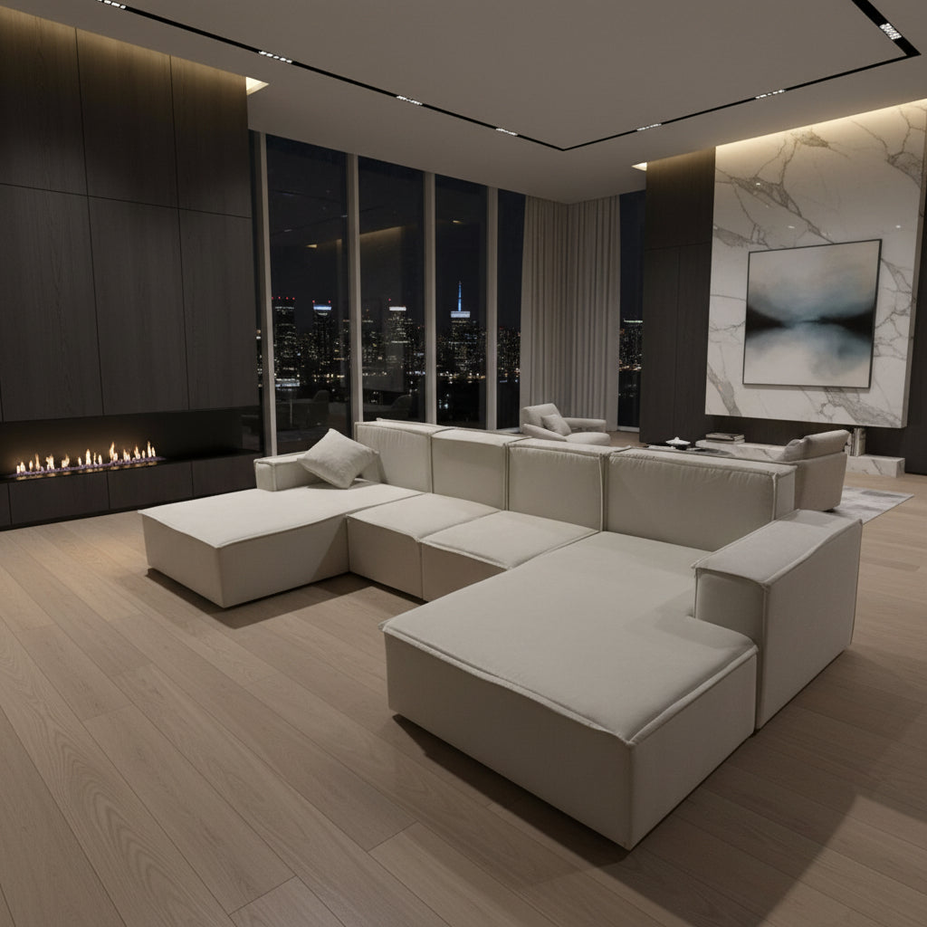 Ъглов диван AMELI 350x170 Светлосив