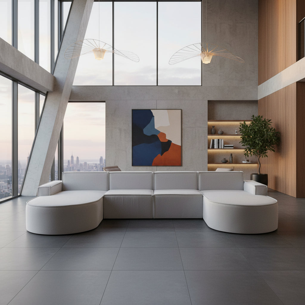 Ъглов диван ANAIS 395x170 Светлосив