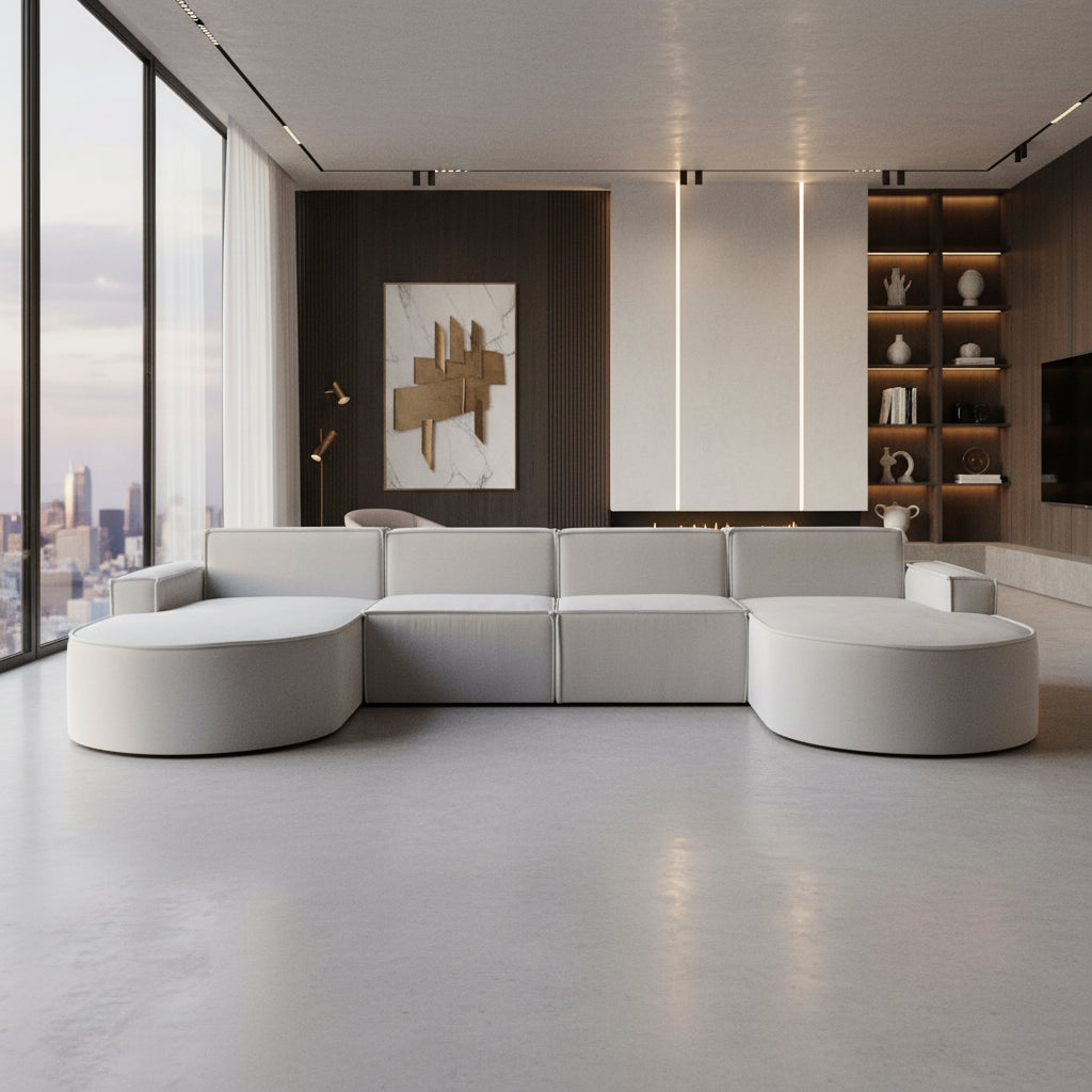 Ъглов диван ANAIS 395x170 Светлосив