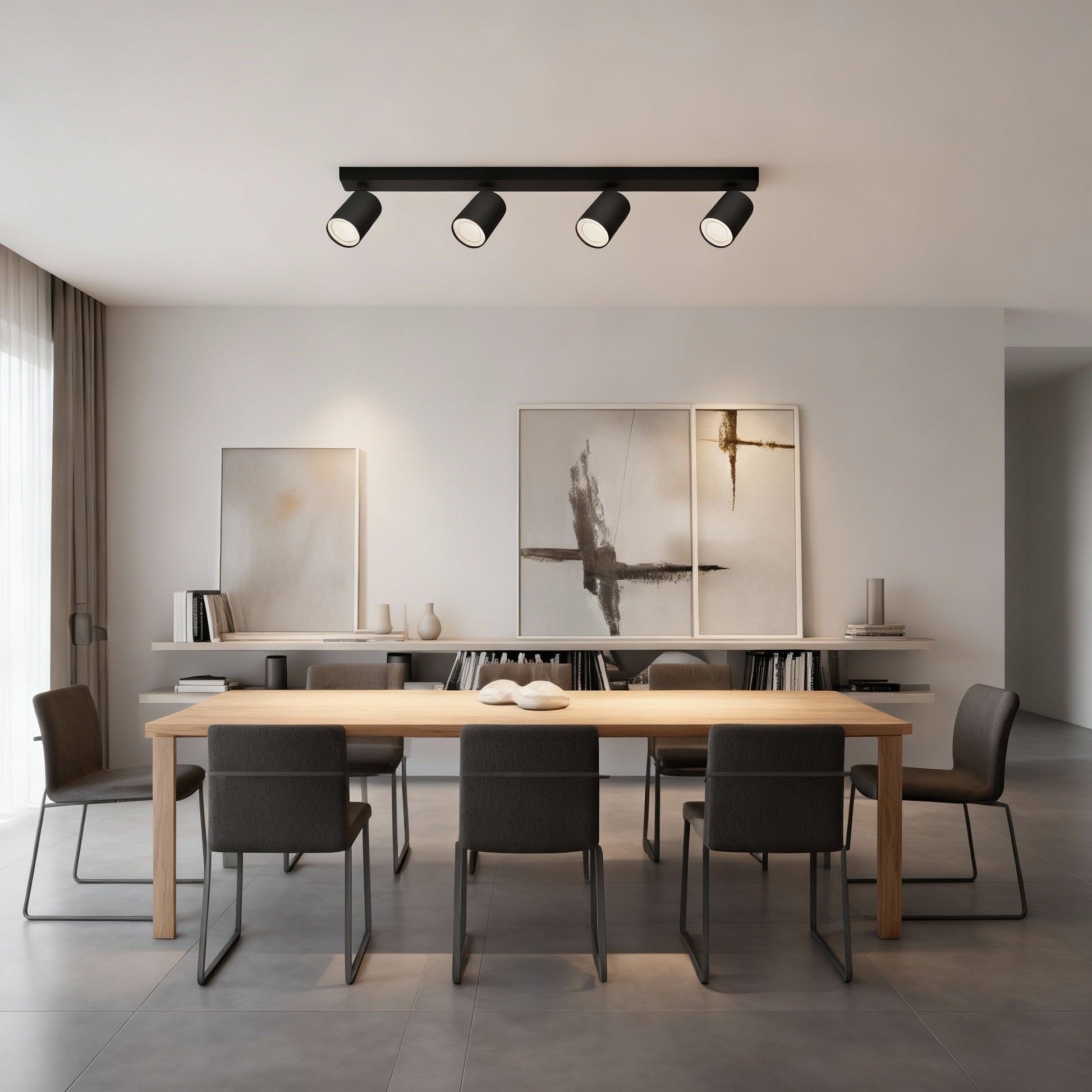 Lustra Neagra Liniara cu 4 Spoturi Reglabile 4xGU10 Lighting Fixtures