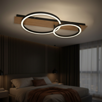 LED осветително тяло HEILOS Black 2 Circle с дистанционно, еквивалент 150W