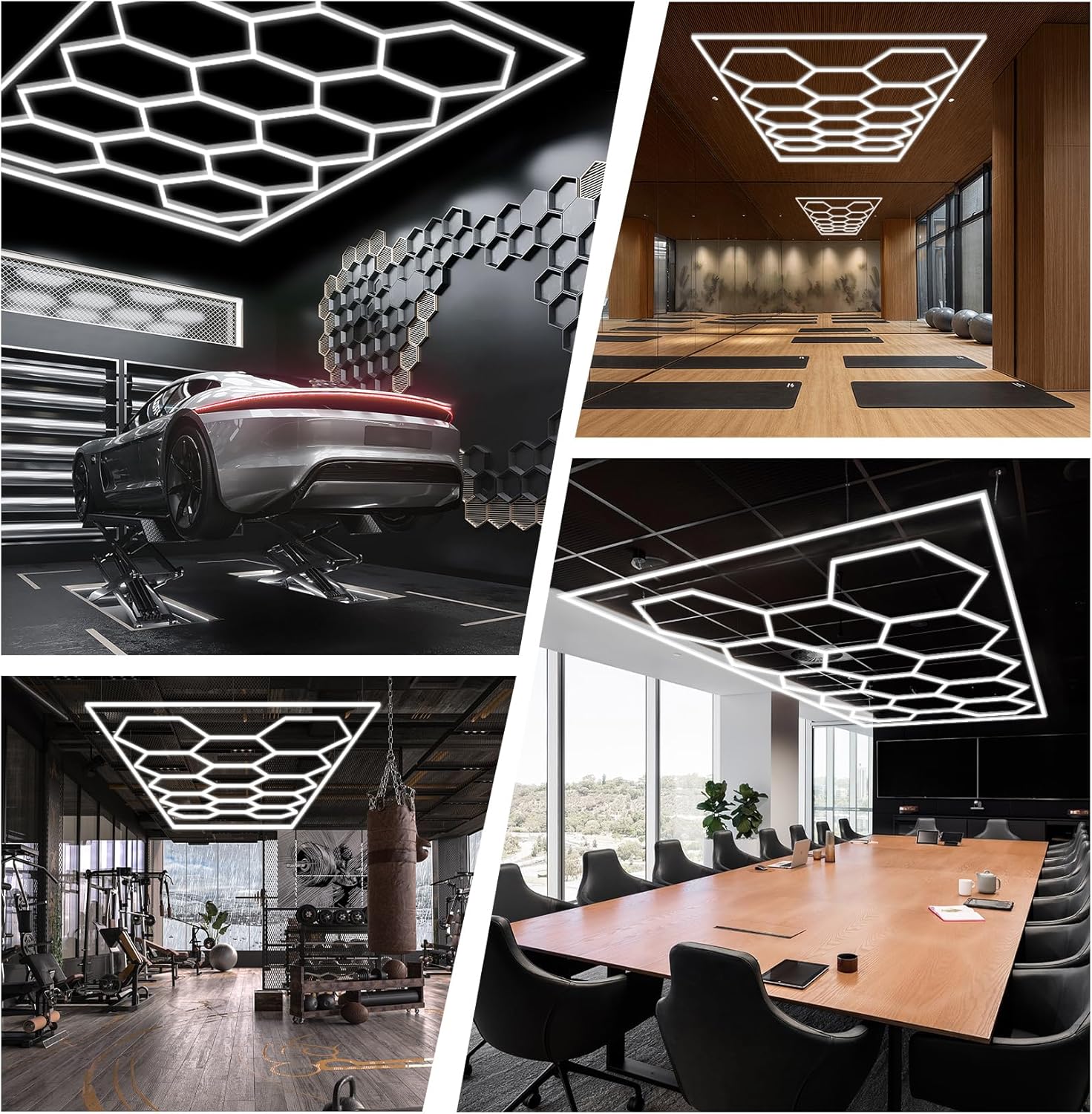 Honeycomb Led 14 Hexagoane Luminoase Cu Rama 672W 484 X 243 Cm Honeycomb Lights