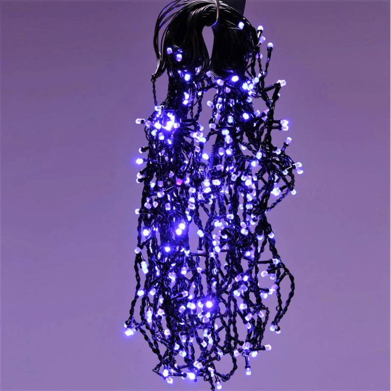 LED инсталация Перде Дъжд 120 LED шестоъгълни 3X1M черен кабел Различни цветове