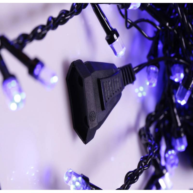 LED инсталация Перде Дъжд 120 LED шестоъгълни 3X1M черен кабел Различни цветове