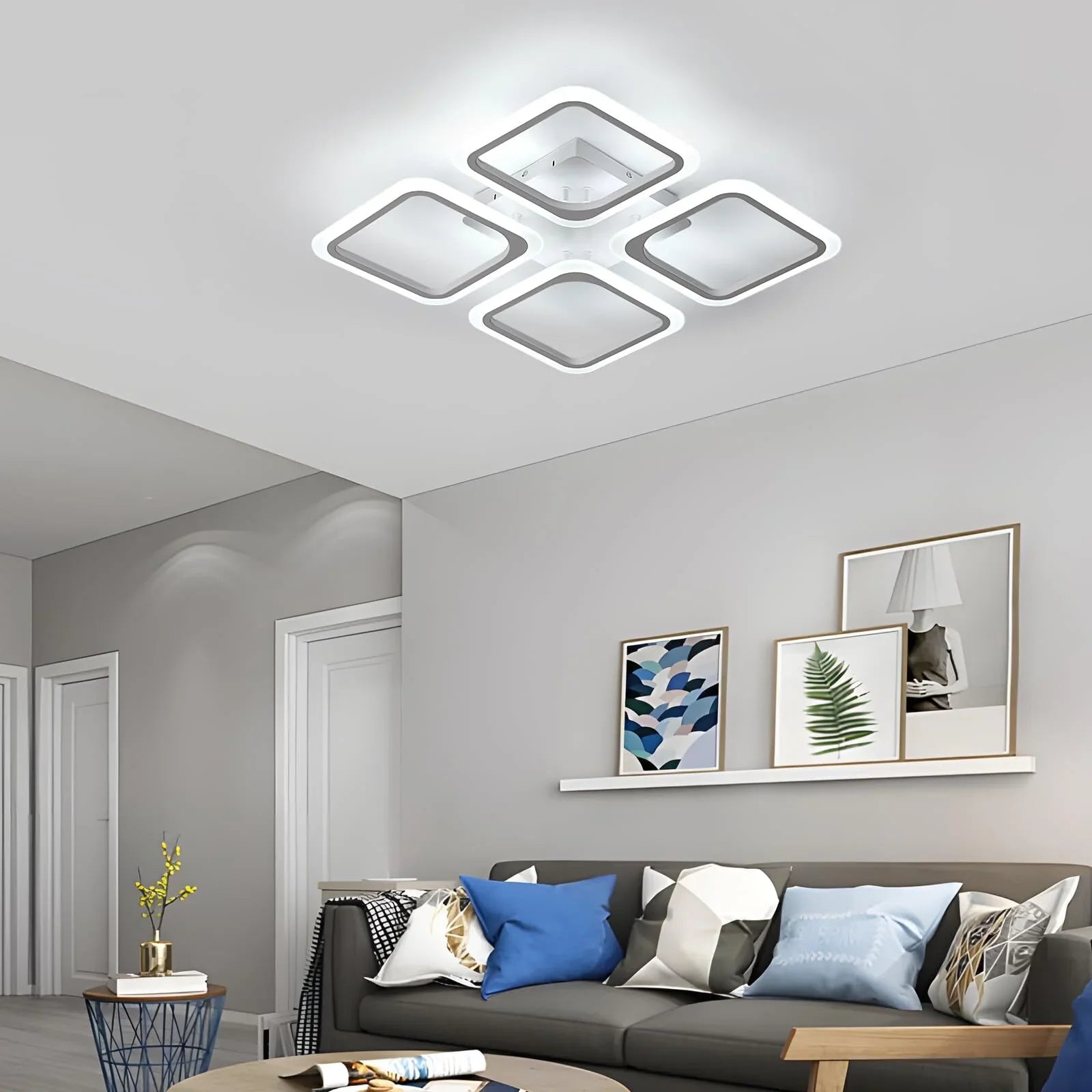 LED осветително тяло 4 SQUARES SONNE Бяло – еквивалент 700W, с дистанционно управление