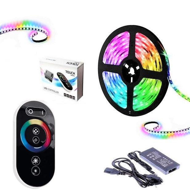 КОМПЛЕКТ LED лента RGB 12V IP21 5 метра RF TOUCH дистанционно