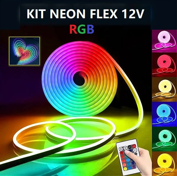 КОМПЛЕКТ НЕОН FLEX LED RGB 12V 5m с дистанционно