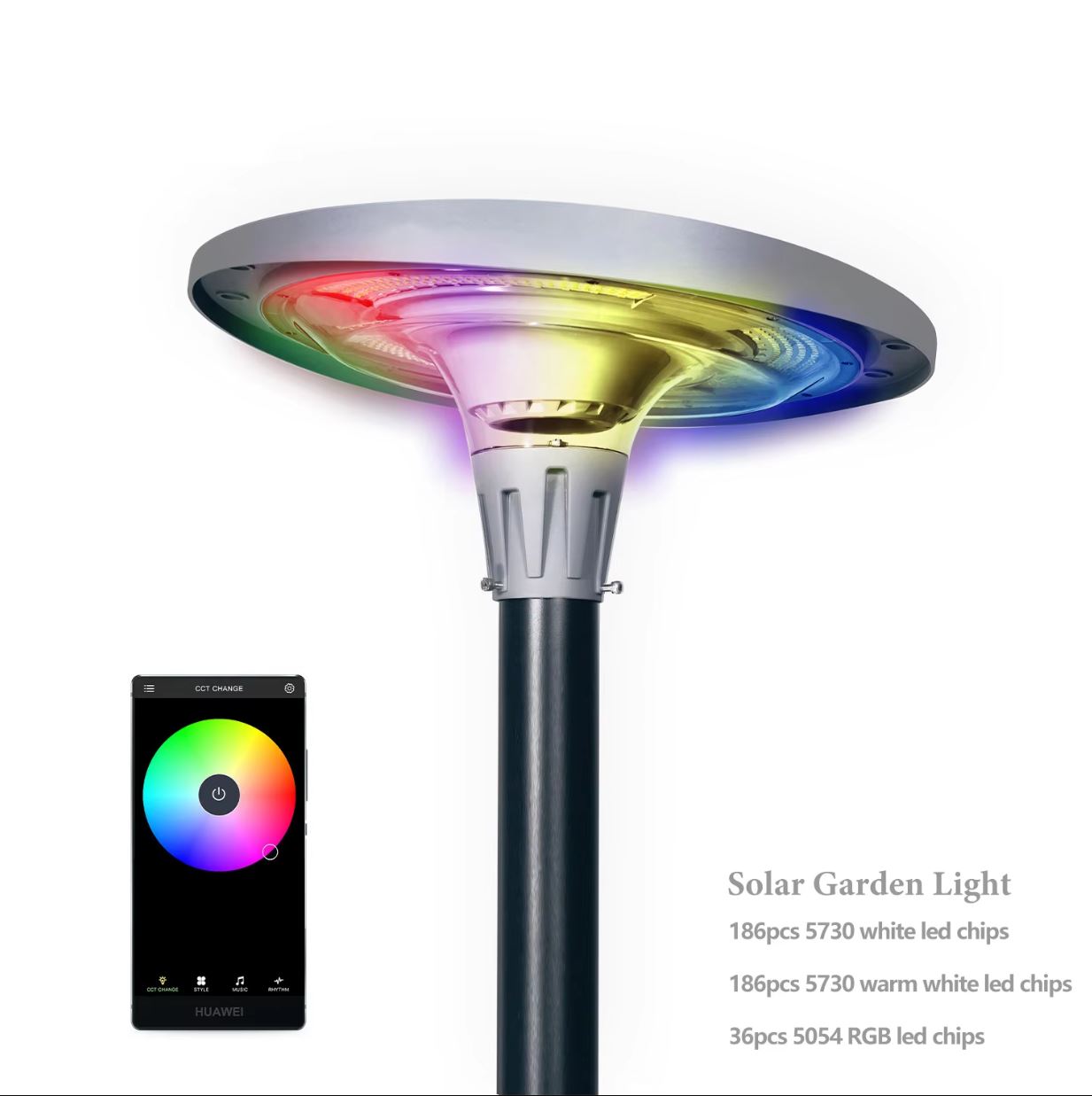 Соларна LED лампа UFO 2200 лумена SMART с дистанционно RGBWCCT
