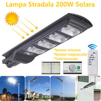 LED лампа 200W соларна SLIM сензор за движение + дистанционно