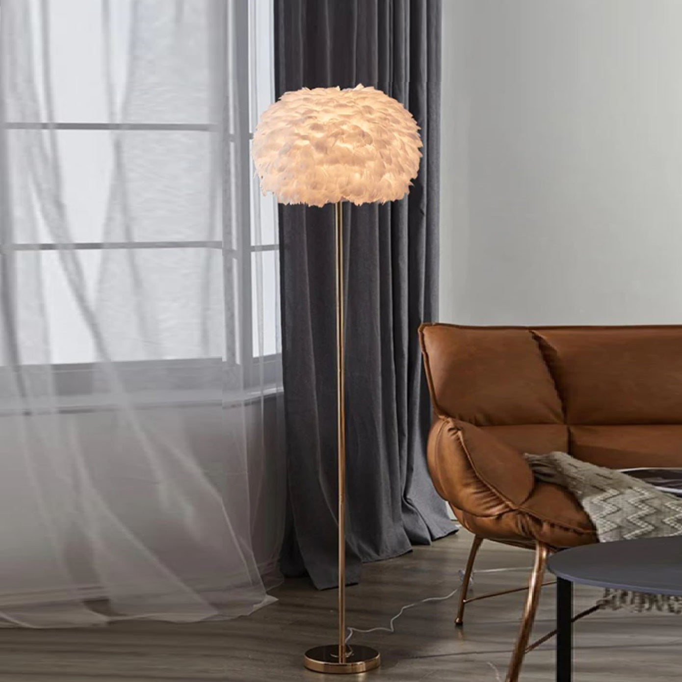 Метална лампа GOLD 150cm Feather Cloud