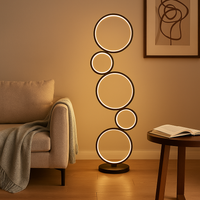 Lampadar LED 100CM 50W Rings Black 3Functii de Lumina floorlamp