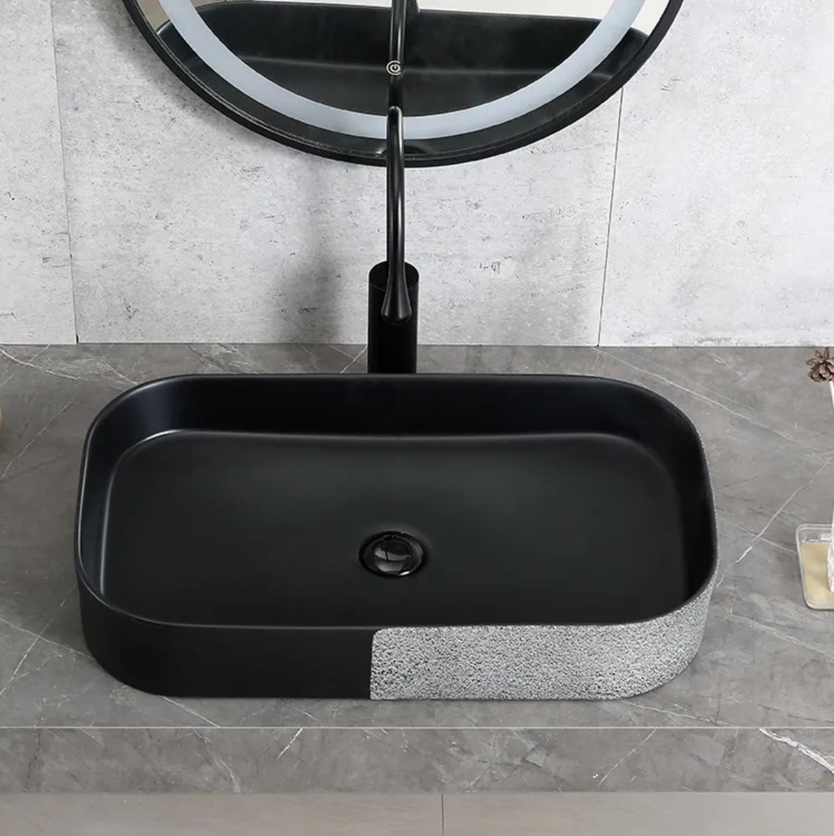 Мивка за плот Luxury Line 65x38CM SilveryBlack