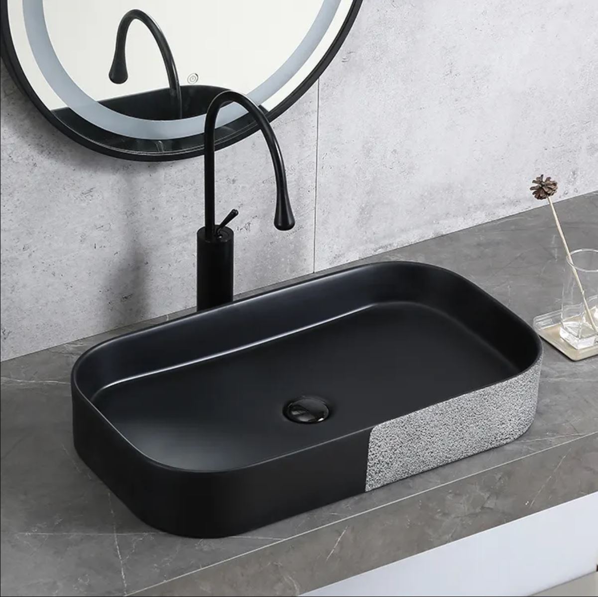 Мивка за плот Luxury Line 65x38CM SilveryBlack