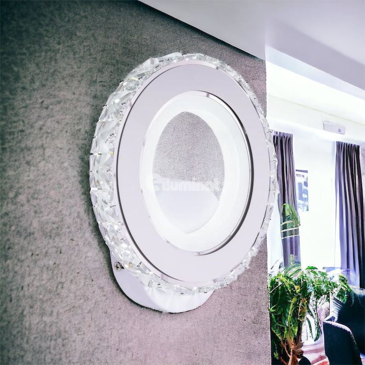 LED аплика 18W Кристал Кръгла Бяла