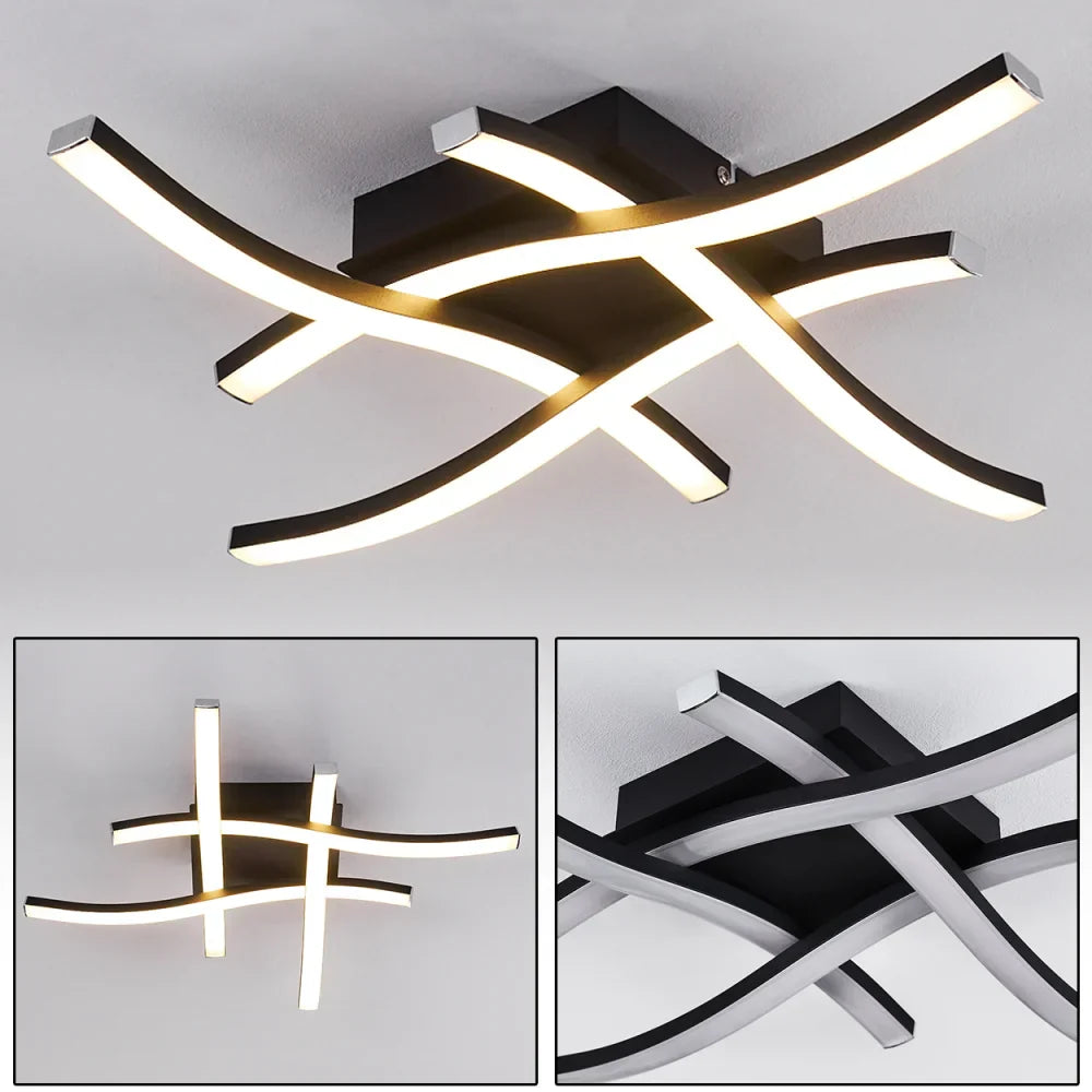 LED аплик Waves Lines Black еквивалент 300W