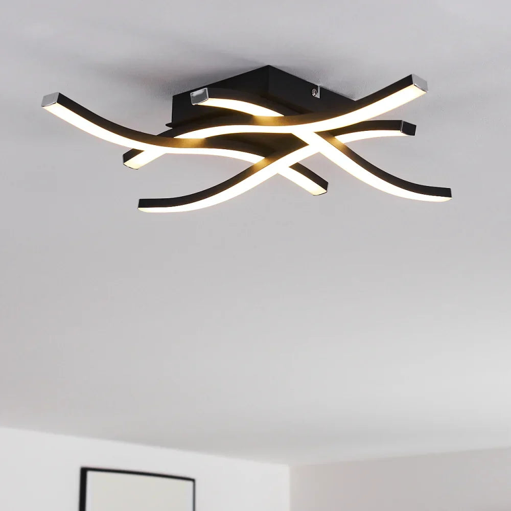 LED аплик Waves Lines Black еквивалент 300W
