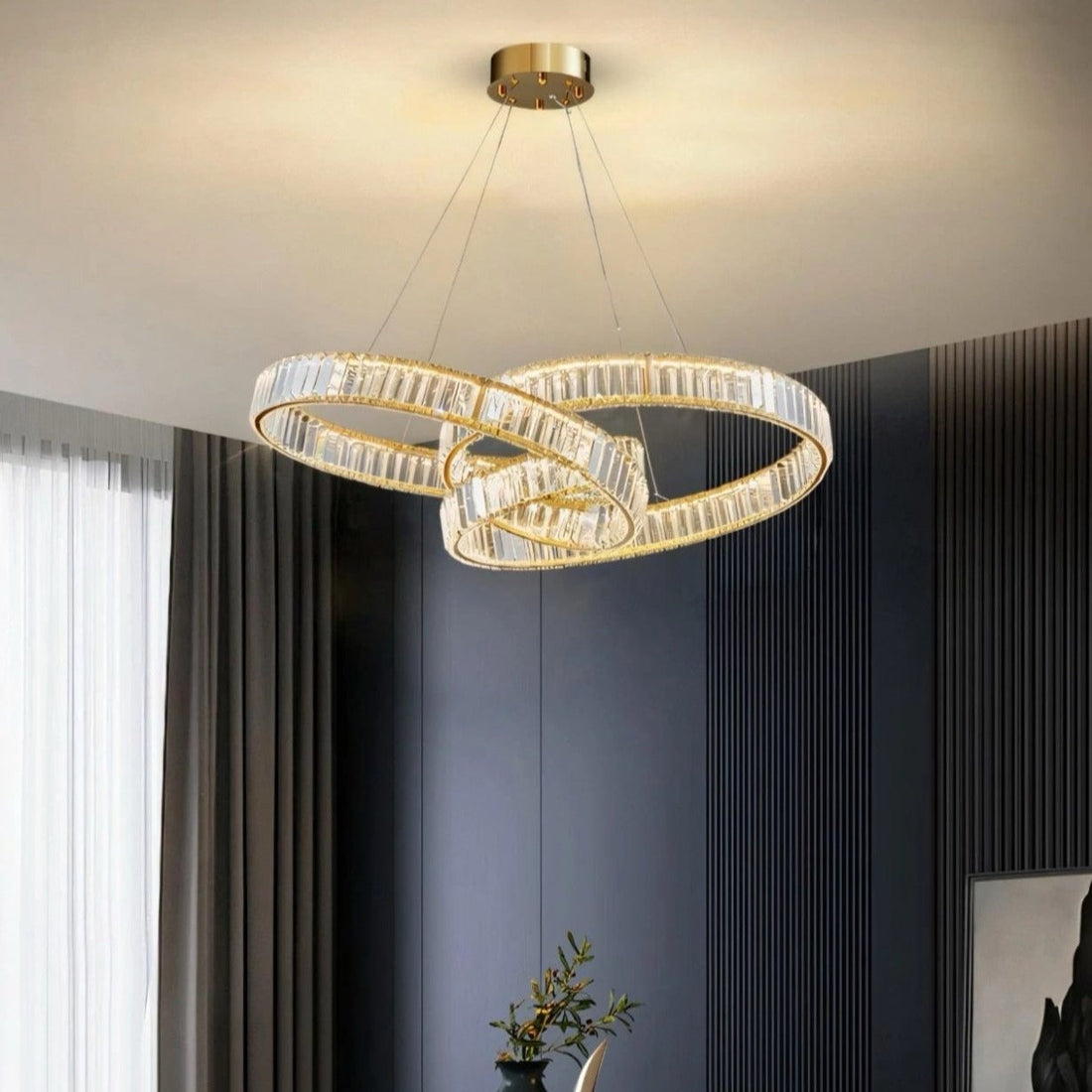 LED осветително тяло LEVA Cristal Gold 3 функции с дистанционно