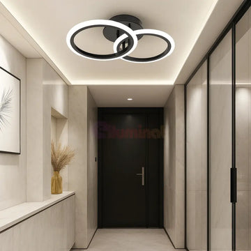 LED осветително тяло 1+1 Circle Design Black Еквивалент 300W Дистанционно управление