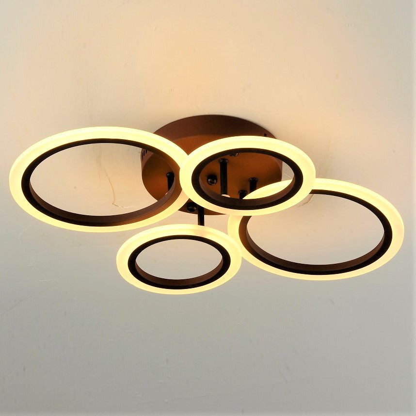Lustra Led 2 + 2 Circle Brown Echivalent 400W Telecomanda Lighting Fixtures