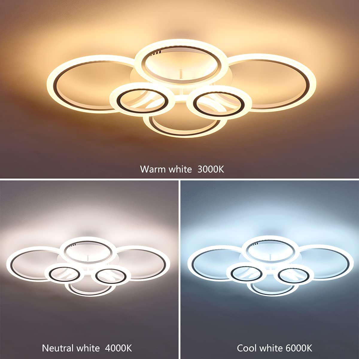 LED осветително тяло 4+2 CIRCLE MAXI Бяло Еквивалент 600W Дистанционно