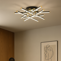 Lustra LED 6 LINES Design Round 9802/6 Negru si Auriu / 70CM / MINIMALIST DESIGN Lighting Fixtures