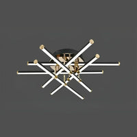 Lustra LED 6 LINES Design Round 9802/6 Negru si Auriu / 70CM / MINIMALIST DESIGN Lighting Fixtures