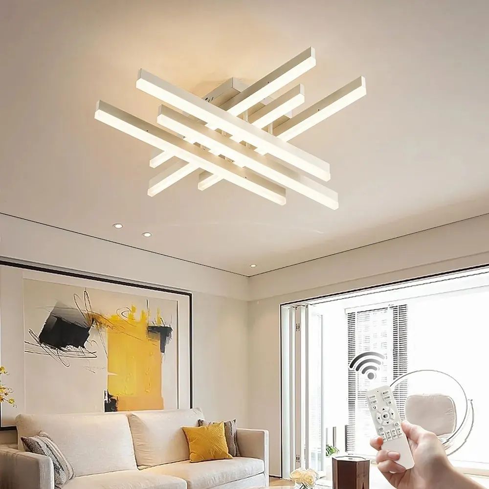 LED осветително тяло 6 LINES Design бяло SMART еквивалент 500W с дистанционно