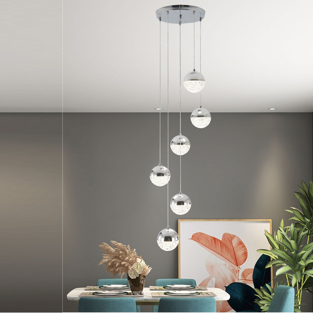 LED осветително тяло 74W Grapes Silver с дистанционно, еквивалент 450W