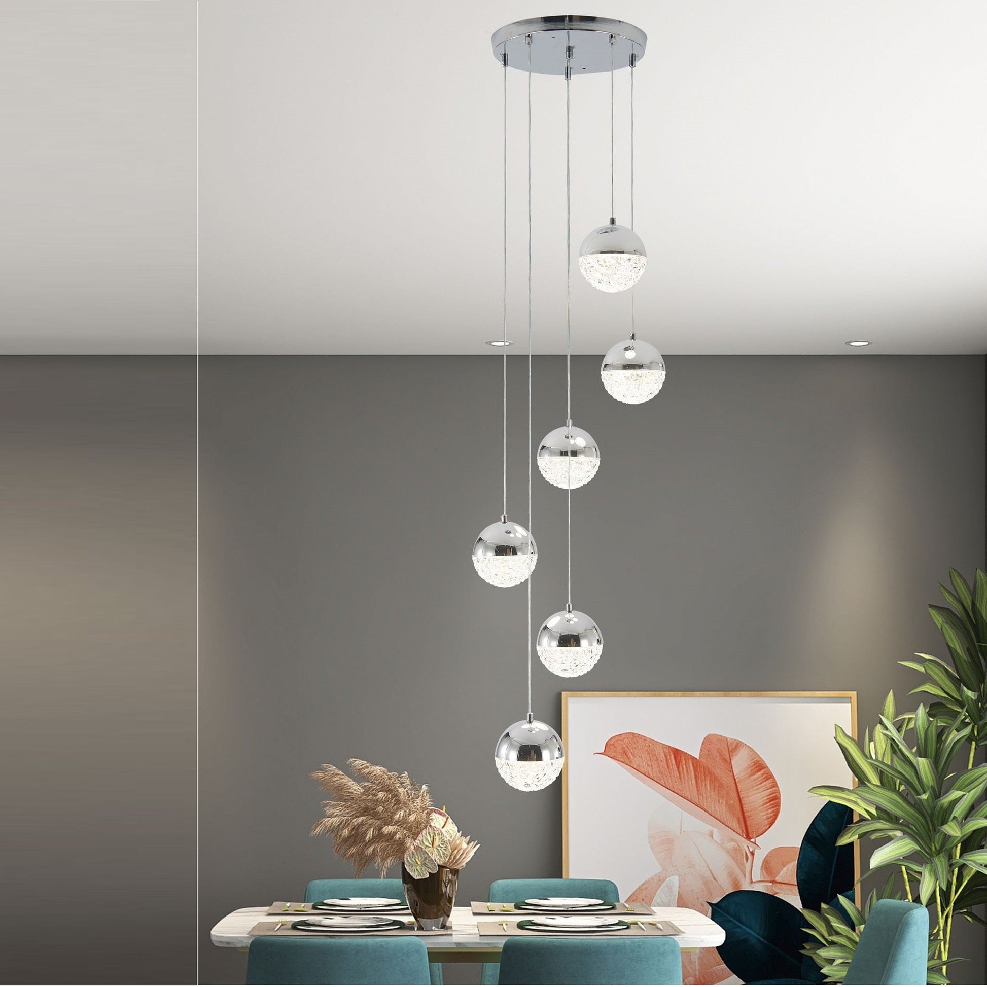 LED осветително тяло 74W Grapes Silver с дистанционно, еквивалент 450W