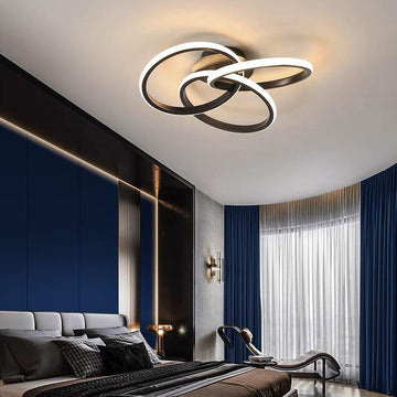LED осветително тяло Three RINGS Black еквивалент 400W с дистанционно