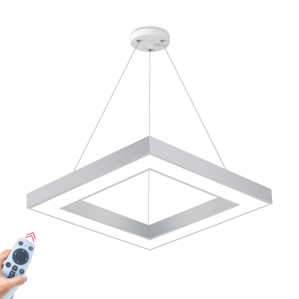 LED осветително тяло висящо RENZO Square White с дистанционно, еквивалент 300W
