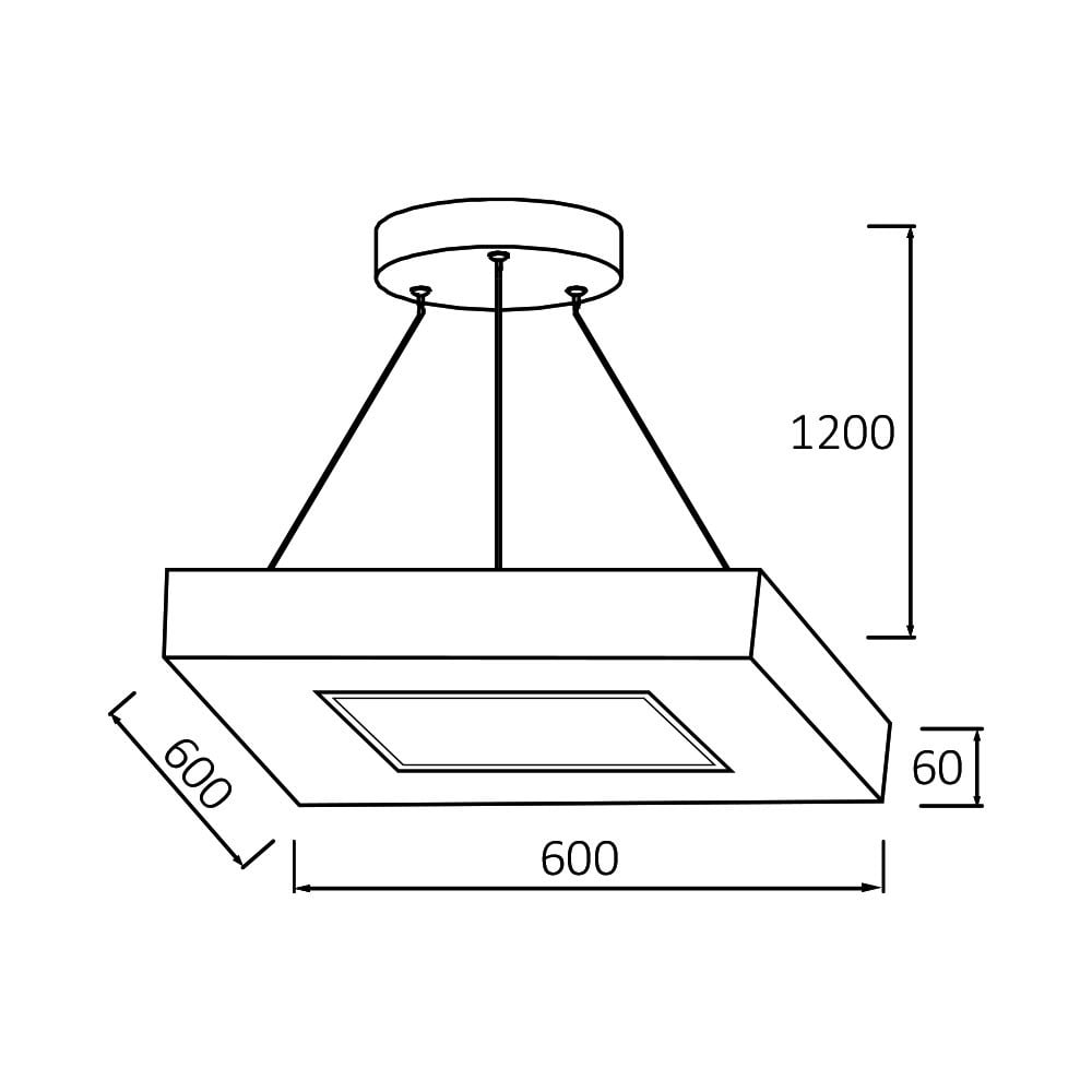 LED осветително тяло висящо RENZO Square White с дистанционно, еквивалент 300W