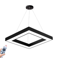 LED осветително тяло висящо RENZO Square Black с дистанционно, еквивалент 300W