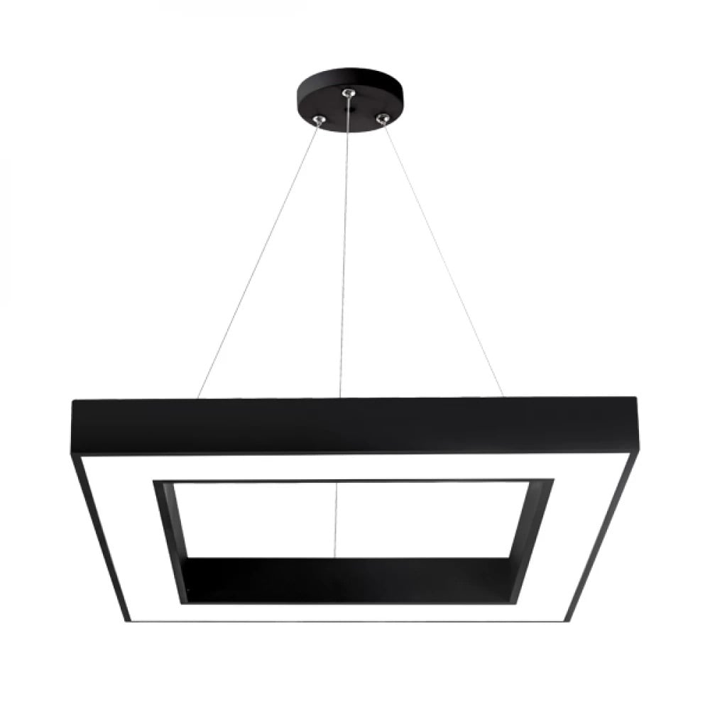 LED осветително тяло висящо RENZO Square Black с дистанционно, еквивалент 300W